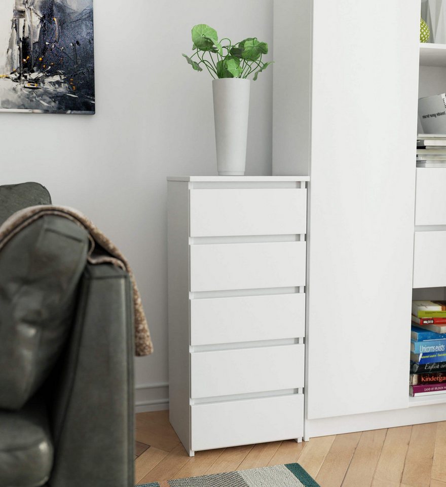 Home Collective Kommode 40 cm breit Holz Highboard Sideboard für Flur Schlafzimmer Wohnzimmer (Mehrzweckschrank Schrank schmal Kommode Schlafzimmer mit Schublad – Bild 4 von 5