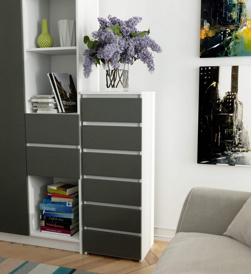 Home Collective Kommode 40 cm breit Holz Highboard Sideboard für Flur Schlafzimmer Wohnzimmer (Mehrzweckschrank Schrank schmal Kommode Schlafzimmer mit Schublad – Bild 5 von 5