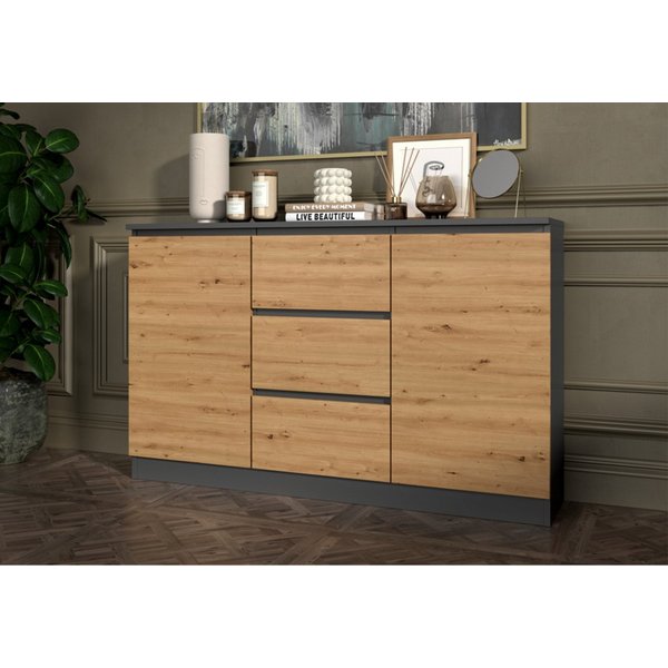 Home Collective Kommode Highboard Sideboard für Flur Schlafzimmer Wohnzimmer (Perfekt für Wohnzimmer, Schlafzimmer oder Esszimmer), mit 3 Schubladen und 2 Türen
