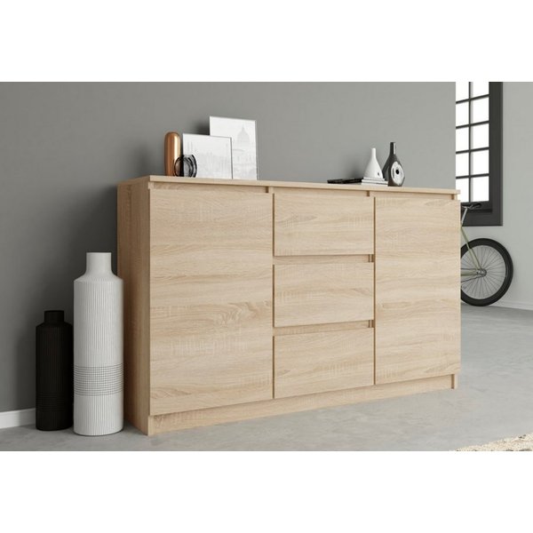 Home Collective Kommode Highboard Sideboard für Flur Schlafzimmer Wohnzimmer (Perfekt für Wohnzimmer, Schlafzimmer oder Esszimmer), mit 3 Schubladen und 2 Türen