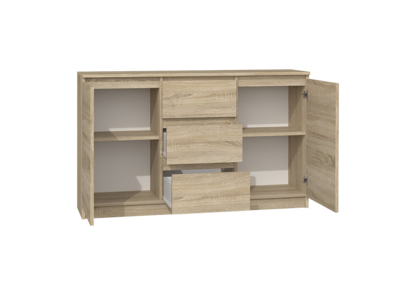 Home Collective Kommode Highboard Sideboard für Flur Schlafzimmer Wohnzimmer (Perfekt für Wohnzimmer, Schlafzimmer oder Esszimmer), mit 3 Schubladen und 2 Türen – Bild 3 von 4