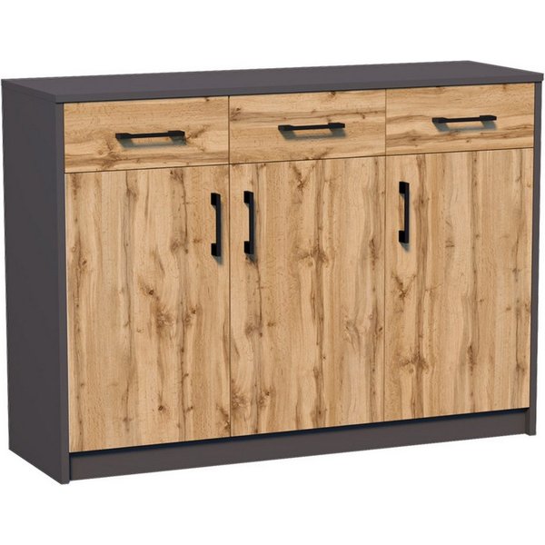 Home Collective Kommode mit 3 Schubladen und 3 Türen in matter Ausführung, Kommode 110cm (mit hochwertigen Polymergriffen, Hergestellt aus laminierten Platten, 