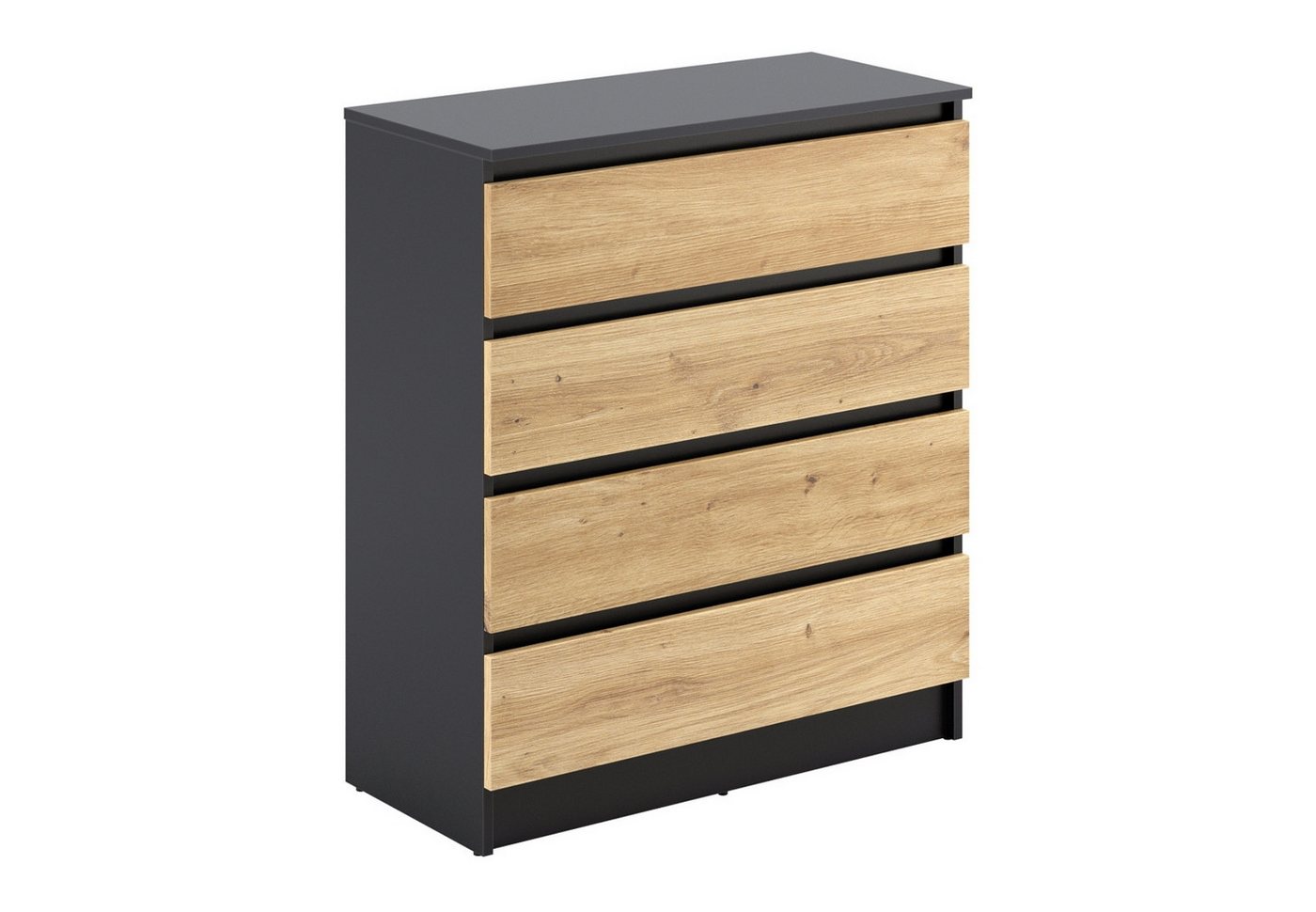 Home Collective Kommode mit 4 Schubladen Kommode schmal Holz Schrank (Highboard Anrichte Schlafzimmer Wohnzimmer Flur Büro Organizer), Kommode 76 cm breit Schra – Bild 2 von 5