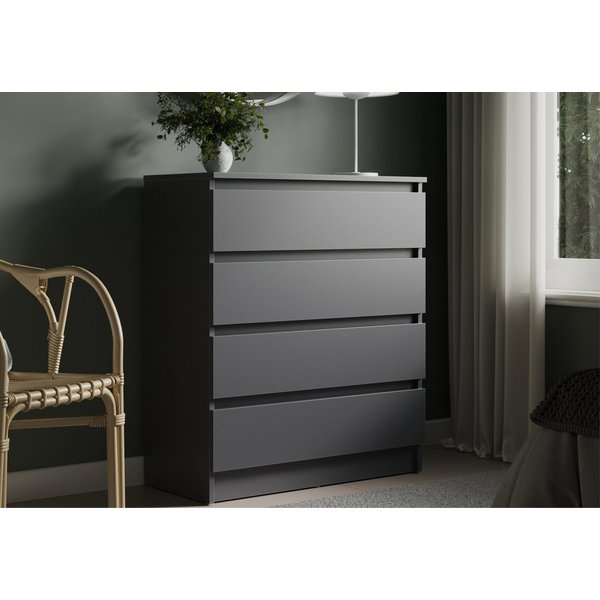 Home Collective Kommode mit 4 Schubladen Kommode schmal Holz Schrank (Highboard Anrichte Schlafzimmer Wohnzimmer Flur Büro Organizer), Kommode 76 cm breit Schra