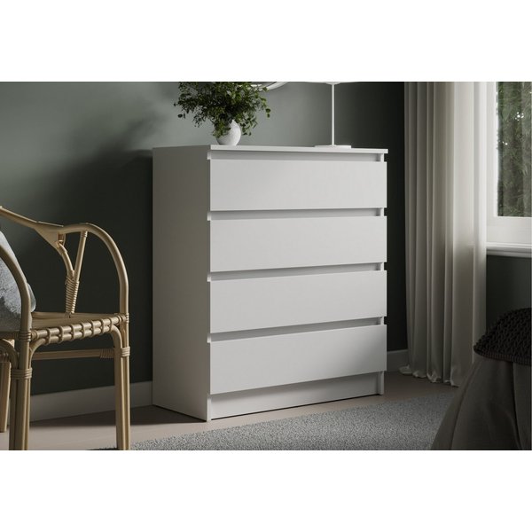 Home Collective Kommode mit 4 Schubladen Kommode schmal Holz Schrank (Highboard Anrichte Schlafzimmer Wohnzimmer Flur Büro Organizer), Kommode 76 cm breit Schra