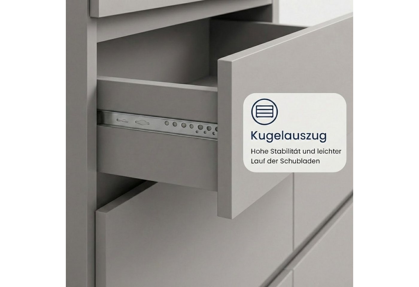 Home Collective Kommode mit 4 Schubladen Kommode schmal Holz Schrank (Highboard Anrichte Schlafzimmer Wohnzimmer Flur Büro Organizer), Kommode 76 cm breit Schra – Bild 5 von 5