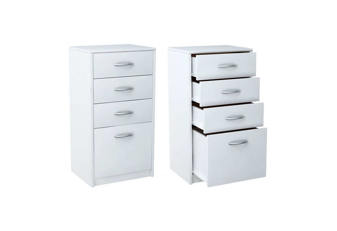Home Collective Kommode mit 4 Schubladen mit matter Oberfläche, Kommode 45cm breit Holz (Schlafzimmer Wohnzimmer Flur Büro Organizer, Metallrollen mit Auszugsst – Bild 5 von 5