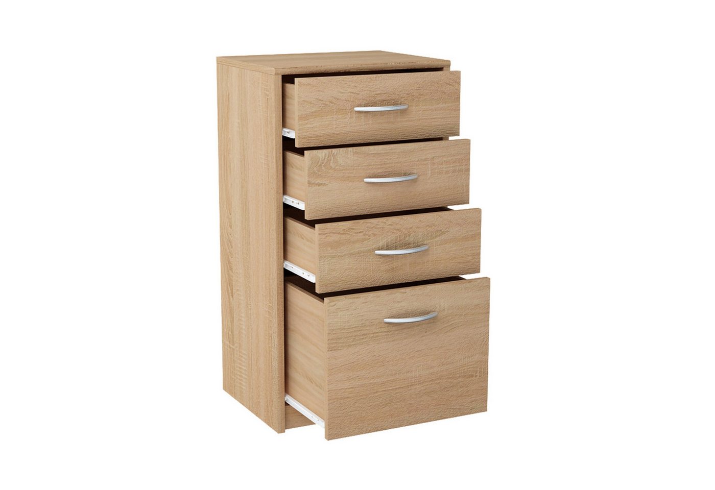 Home Collective Kommode mit 4 Schubladen mit matter Oberfläche, Kommode 45cm breit Holz (Schlafzimmer Wohnzimmer Flur Büro Organizer, Metallrollen mit Auszugsst – Bild 4 von 5