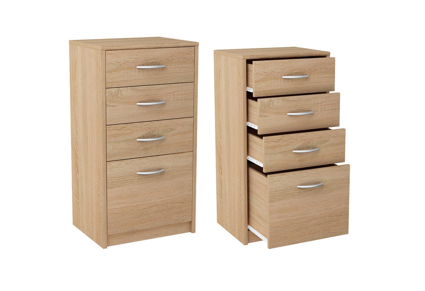 Home Collective Kommode mit 4 Schubladen mit matter Oberfläche, Kommode 45cm breit Holz (Schlafzimmer Wohnzimmer Flur Büro Organizer, Metallrollen mit Auszugsst – Bild 5 von 5