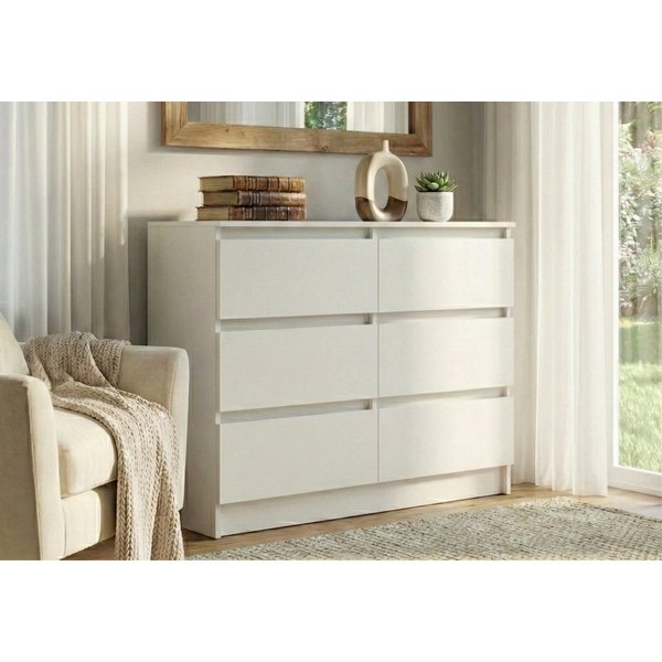 Home Collective Kommode mit 6 Schubladen 95, 120, 140, 160 cm breit Holz Schrank (Highboard Anrichte Schlafzimmer Wohnzimmer Flur Büro Organizer), Kommode 95 cm