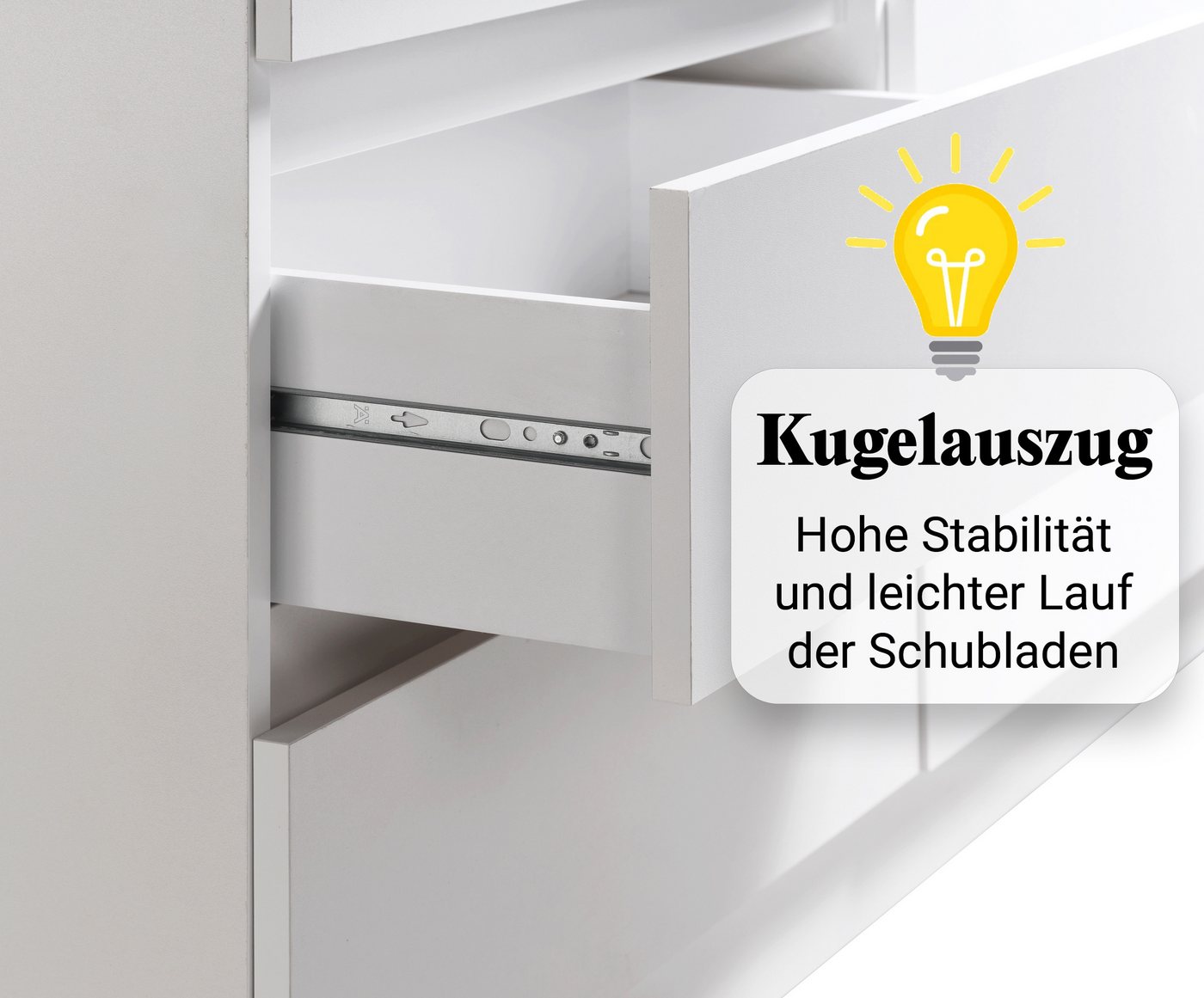 Home Collective Kommode mit 6 Schubladen 95, 120, 140, 160 cm breit Holz Schrank (Highboard Anrichte Schlafzimmer Wohnzimmer Flur Büro Organizer), Kommode 95 cm – Bild 5 von 5