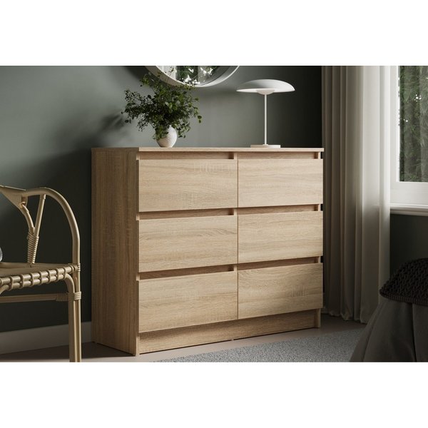 Home Collective Kommode mit 6 Schubladen 95, 120, 140, 160 cm breit Holz Schrank (Highboard Anrichte Schlafzimmer Wohnzimmer Flur Büro Organizer), Kommode 95 cm