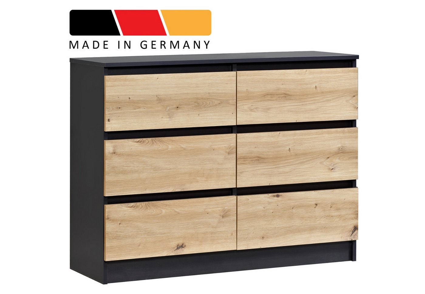 Home Collective Kommode mit 6 Schubladen 95, 120, 140, 160 cm breit Holz Schrank (Highboard Anrichte Schlafzimmer Wohnzimmer Flur Büro Organizer), Kommode 100 c – Bild 2 von 5