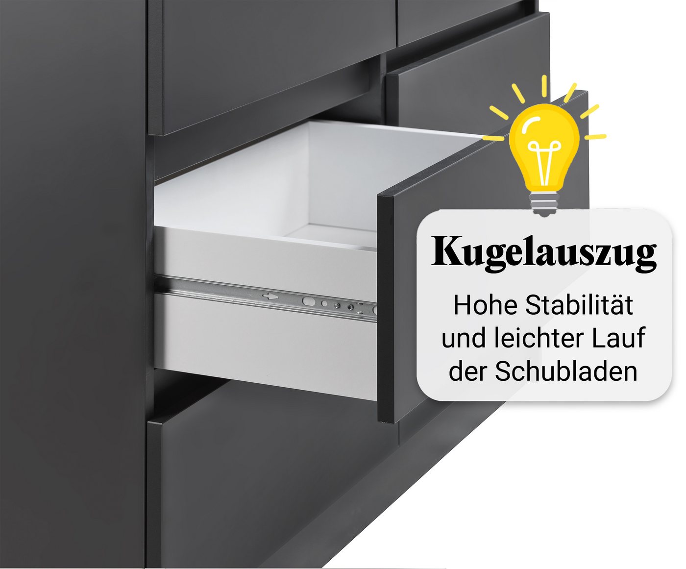 Home Collective Kommode mit 6 Schubladen 95, 120, 140, 160 cm breit Holz Schrank (Highboard Anrichte Schlafzimmer Wohnzimmer Flur Büro Organizer), Kommode 95 cm – Bild 5 von 5