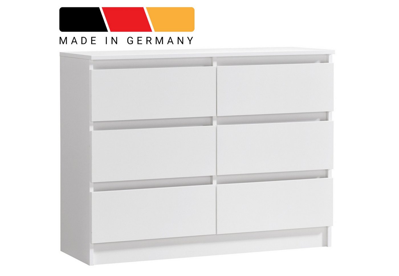 Home Collective Kommode mit 6 Schubladen 95, 120, 140, 160 cm breit Holz Schrank (Highboard Anrichte Schlafzimmer Wohnzimmer Flur Büro Organizer), Kommode 95 cm – Bild 2 von 5
