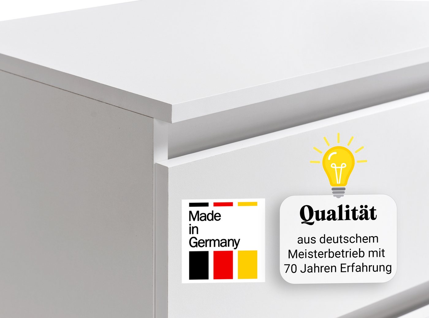 Home Collective Kommode mit 6 Schubladen 95, 120, 140, 160 cm breit Holz Schrank (Highboard Anrichte Schlafzimmer Wohnzimmer Flur Büro Organizer), Kommode 95 cm – Bild 4 von 5
