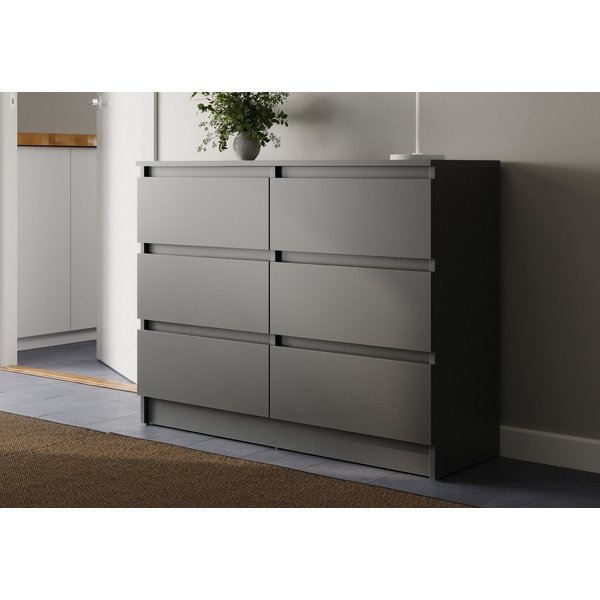 Home Collective Kommode mit 6 Schubladen 95, 120, 140, 160 cm breit Holz Schrank (Highboard Anrichte Schlafzimmer Wohnzimmer Flur Büro Organizer), Kommode 100 c
