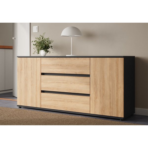 Home Collective Kommode Sideboard Kommode mit Schubladen Sideboard Wohnzimmer Anrichte (Sideboard Wohnzimmer Flur Kommode, modernes, griffloses Design), mit 2 T