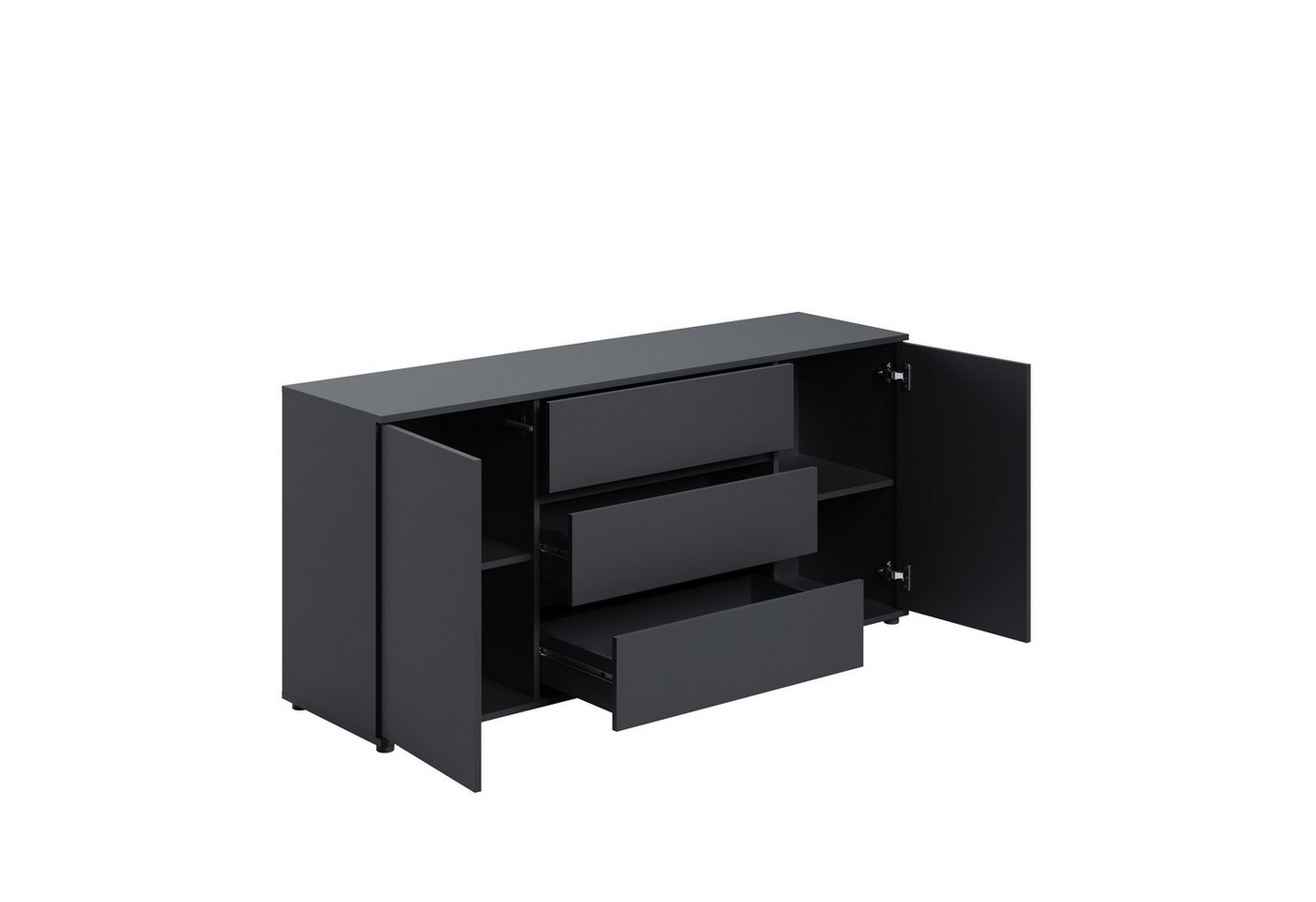 Home Collective Kommode Sideboard Kommode mit Schubladen Sideboard Wohnzimmer Anrichte (Sideboard Wohnzimmer Flur Kommode, modernes, griffloses Design), mit 2 T – Bild 4 von 4