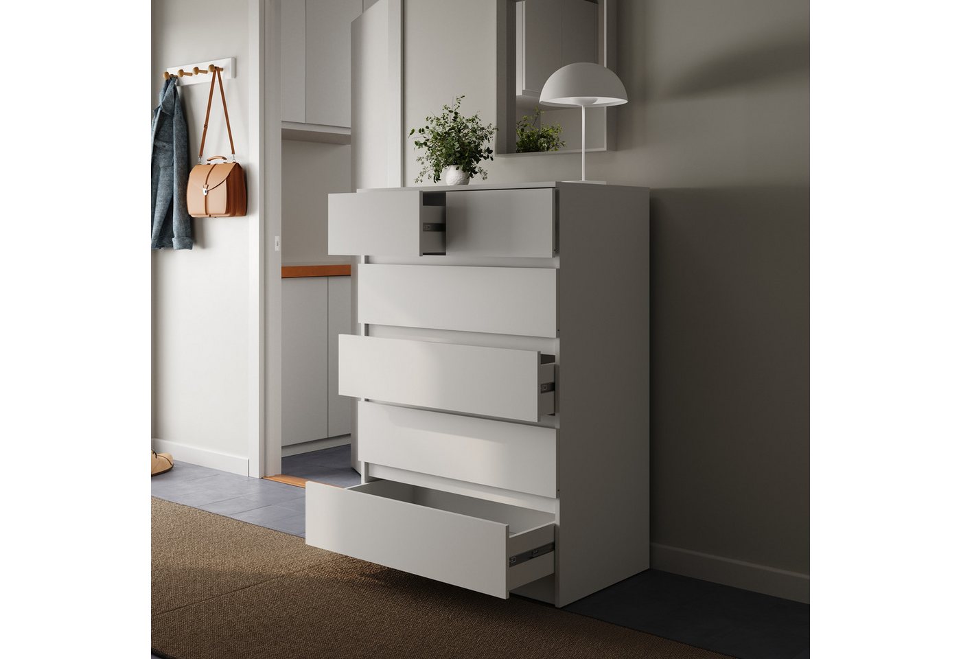 Home Collective Kommode Sideboard mit 6 Schubladen Highboard Schubladenschrank Made in Germany (Anrichte Schlafzimmer Wohnzimmer Flur Büro Organizer), Mehrzweck – Bild 4 von 5
