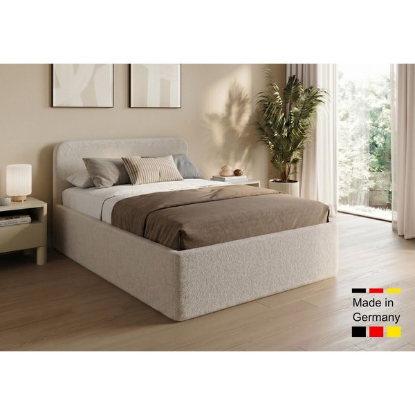 Home Collective Polsterbett Bett mit Stauraum, verstellbarem Lattenrost, viele Größen (Größen: 100x200 120x200 140x200 160x200 180x200 200x200, trendiger Bouclé