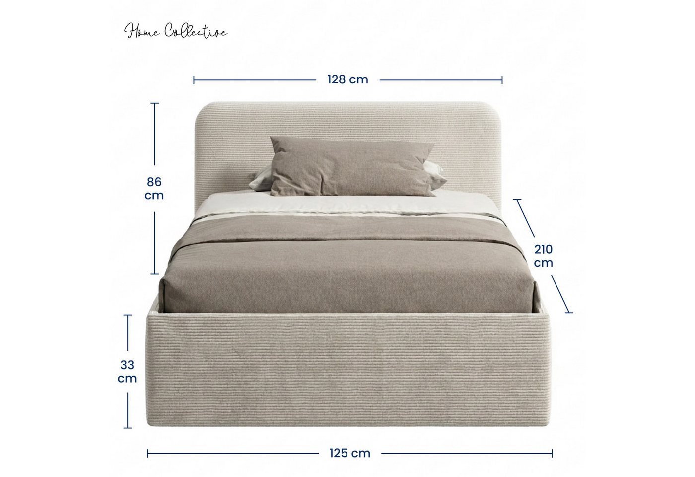 Home Collective Polsterbett Bett mit Stauraum, verstellbarem Lattenrost, viele Größen (Größen: 100x200 120x200 140x200 160x200 180x200 200x200, hochwertiger Kor – Bild 3 von 5