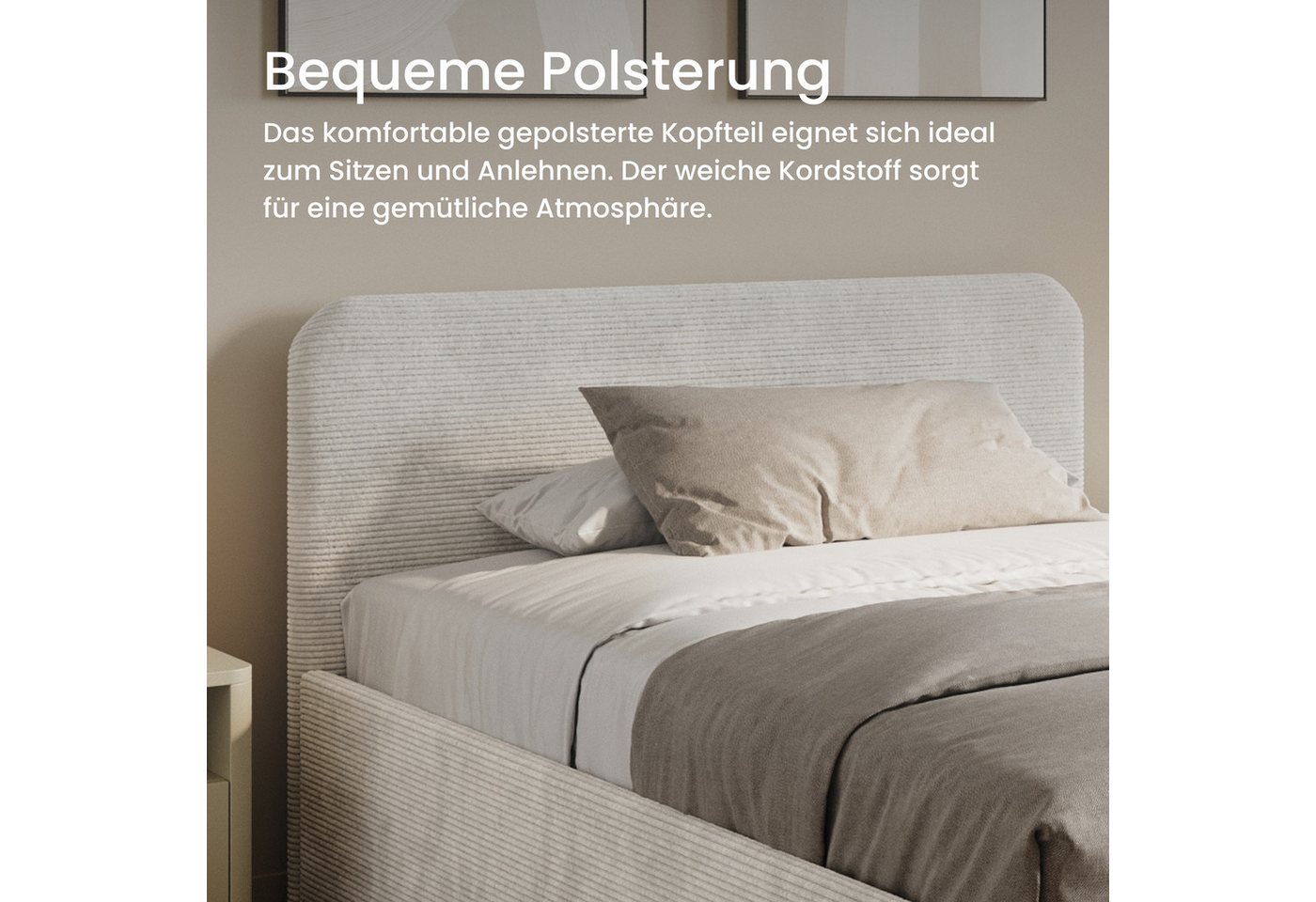 Home Collective Polsterbett Bett mit Stauraum, verstellbarem Lattenrost, viele Größen (Größen: 100x200 120x200 140x200 160x200 180x200 200x200, hochwertiger Kor – Bild 5 von 5