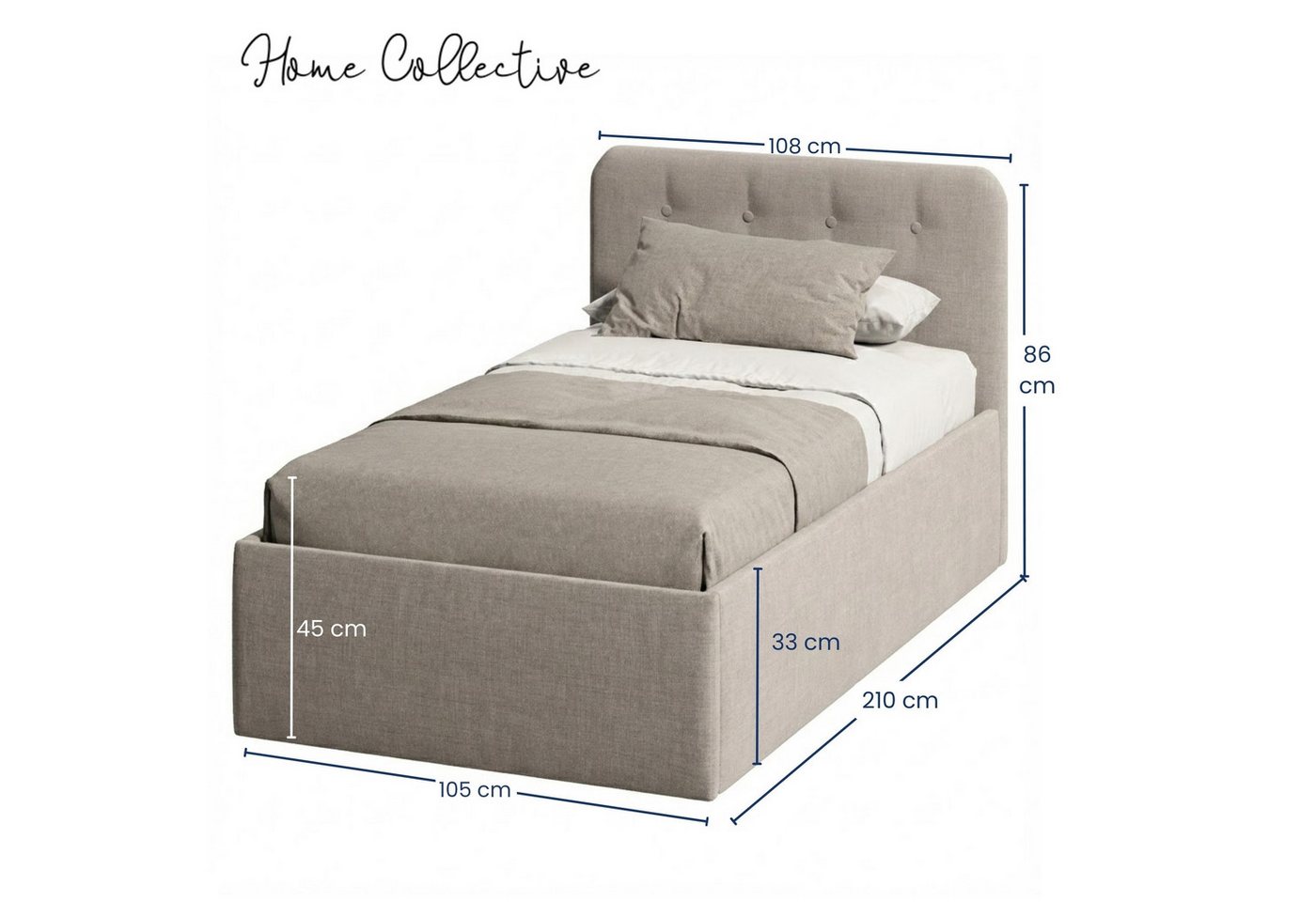 Home Collective Polsterbett Bett mit Stauraum, verstellbarem Lattenrost, viele Größen (Größen: 100x200 120x200 140x200 160x200 180x200 200x200, hochwertiger Str – Bild 2 von 5