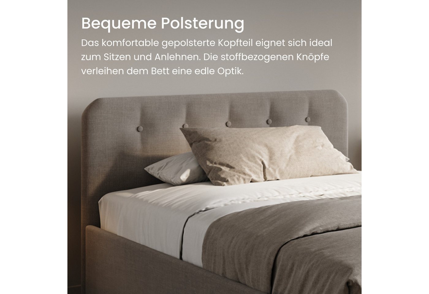 Home Collective Polsterbett Bett mit Stauraum, verstellbarem Lattenrost, viele Größen (Größen: 100x200 120x200 140x200 160x200 180x200 200x200, hochwertiger Str – Bild 4 von 5