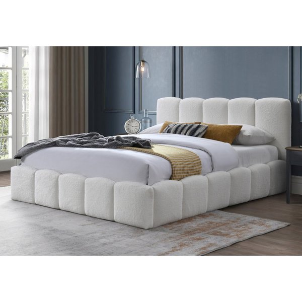 Home Collective Polsterbett Doppelbett Bettgestell mit Lattenrost weicher Bezug (Doppelbett mit gepolstertem Kopfteil, robustes Gestell, hoher Liegekomfort), we