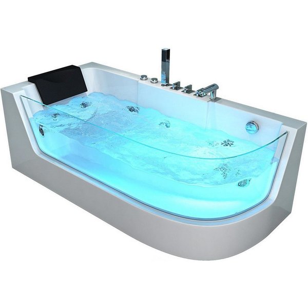 HOME DELUXE Badewanne Whirlpool CARICA, 70 x 80 cm -Ausrichtung wählbar, mit Lichttherapie, Badewanne