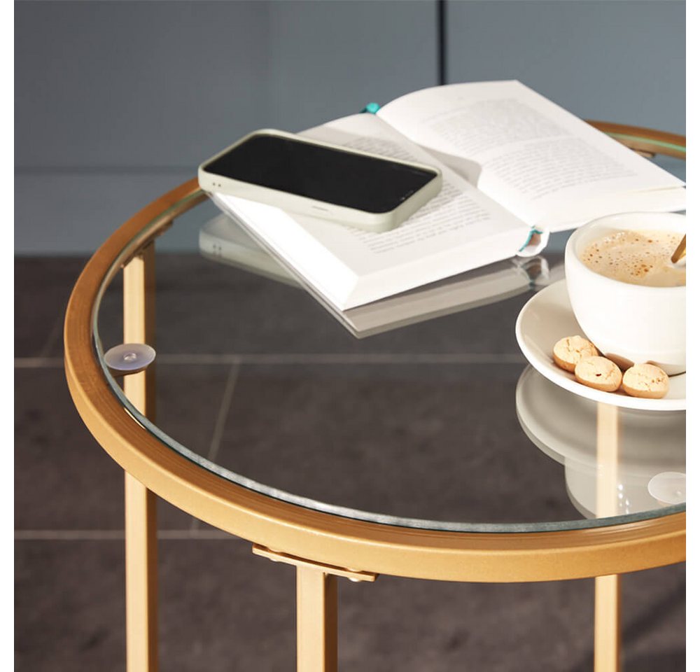 HOME DELUXE Beistelltisch MASEI, Ø 50 cm, Runder Beistelltisch, kleiner Glastisch – Bild 3 von 5