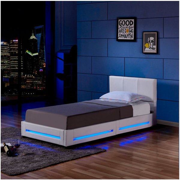 HOME DELUXE Bett ASTEROID, inkl. Lattenrost & LED Beleuchtung, Kunstlederbett, Polsterbett