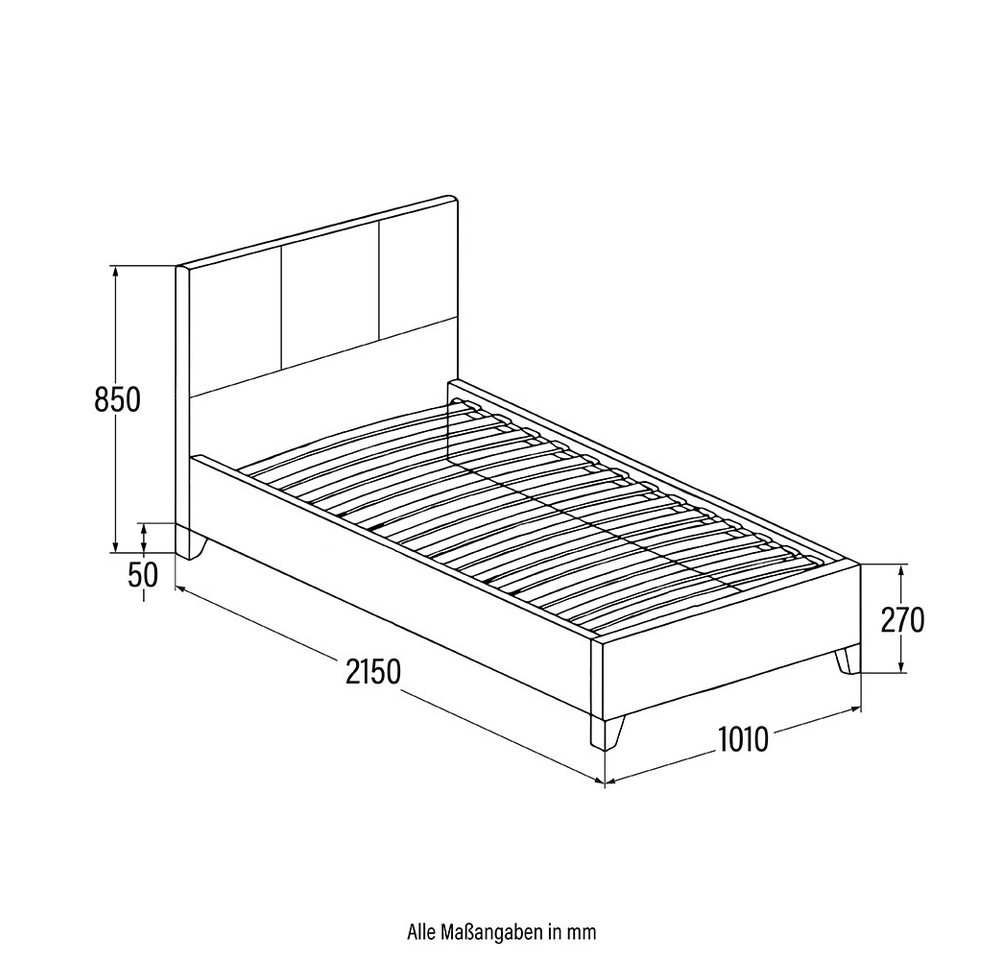 HOME DELUXE Bett ASTEROID, inkl. Lattenrost & LED Beleuchtung, Kunstlederbett, Polsterbett – Bild 3 von 3