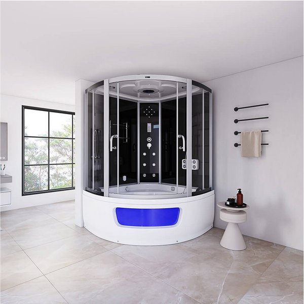HOME DELUXE Dampfdusche EXCLUSIO - Schwarz, BxT: 135x135 cm, Badewanne, Dusche, Whirlpool, Dampfsauna in einem System
