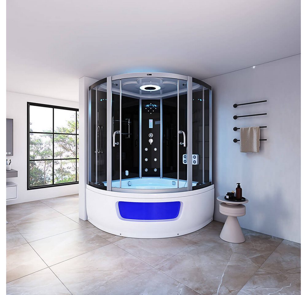 HOME DELUXE Dampfdusche EXCLUSIO - Schwarz, BxT: 135x135 cm, Badewanne, Dusche, Whirlpool, Dampfsauna in einem System – Bild 3 von 5