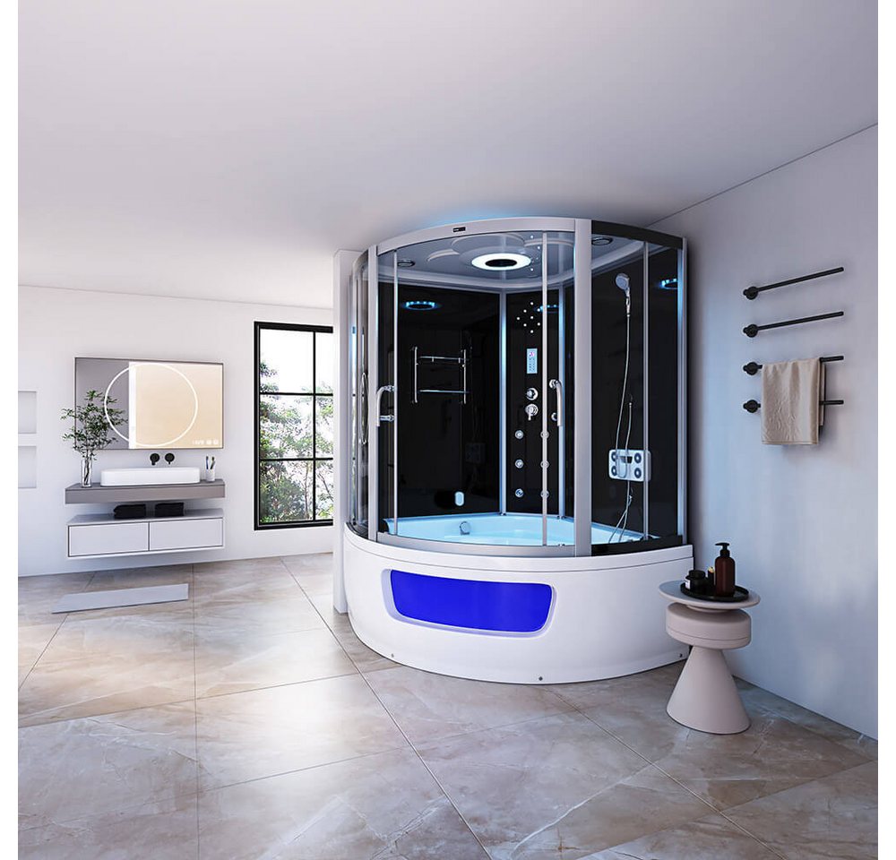HOME DELUXE Dampfdusche EXCLUSIO - Schwarz, BxT: 135x135 cm, Badewanne, Dusche, Whirlpool, Dampfsauna in einem System – Bild 4 von 5
