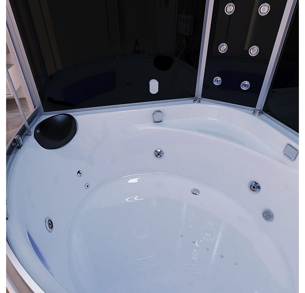 HOME DELUXE Dampfdusche EXCLUSIO - Schwarz, BxT: 135x135 cm, Badewanne, Dusche, Whirlpool, Dampfsauna in einem System – Bild 5 von 5