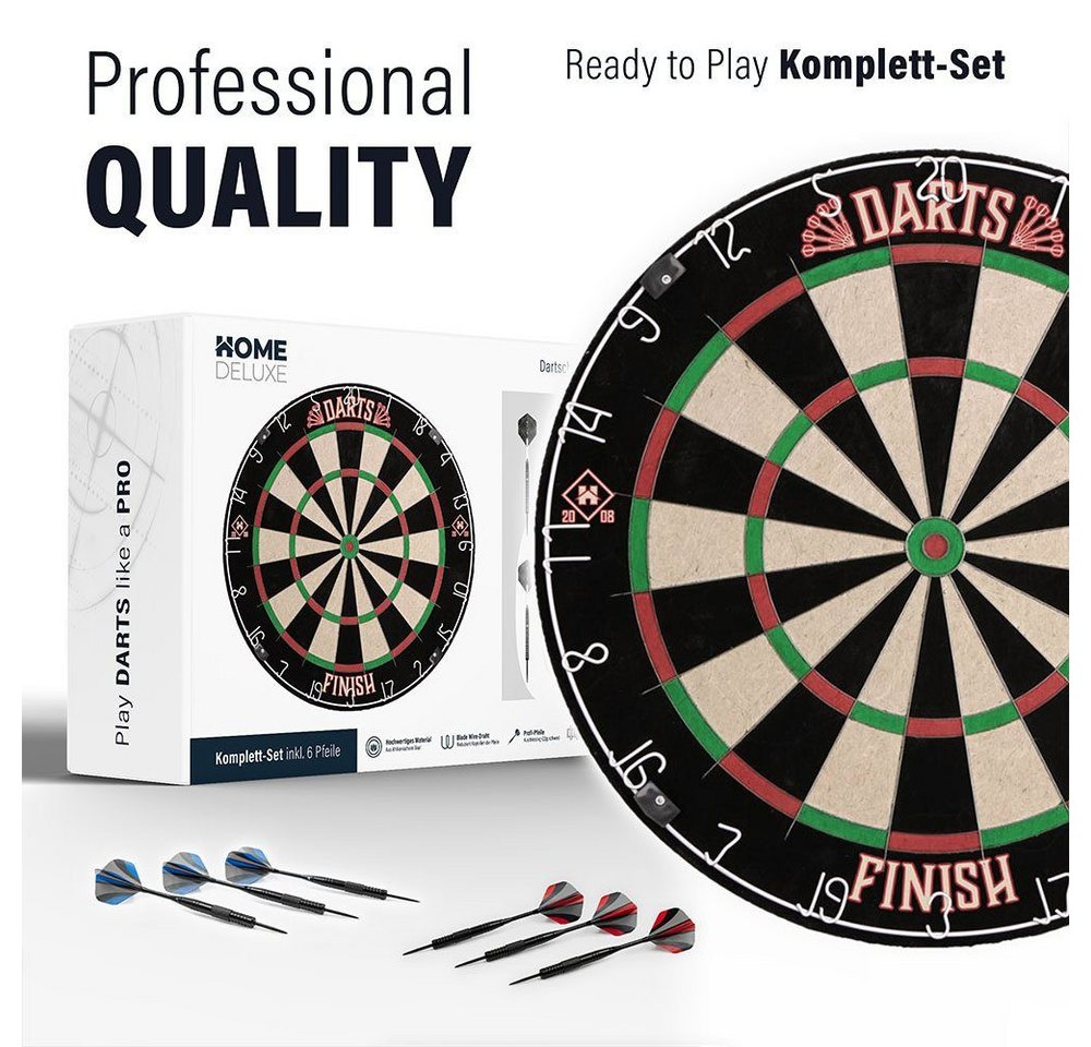 HOME DELUXE Dartscheibe FINISH 45,1 x 45,1 x 4 cm, Dartboard inkl. Dartpfeilen – Bild 4 von 5