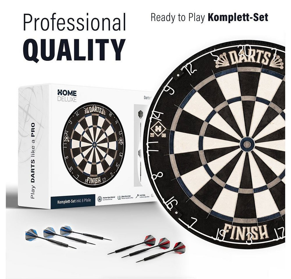 HOME DELUXE Dartscheibe FINISH 45,1 x 45,1 x 4 cm, Dartboard inkl. Dartpfeilen – Bild 4 von 5