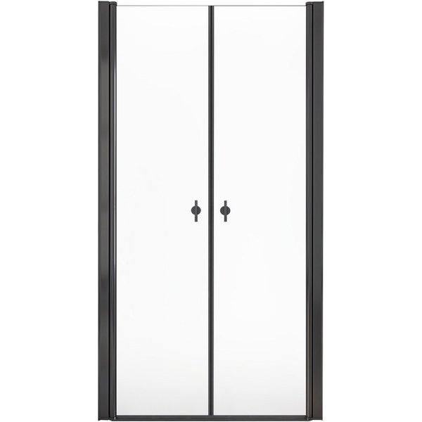 HOME DELUXE Dusch-Pendeltür LAVEA Klarglas Schwarz - Größenauswahl, 80x195 cm, Einscheibensicherheitsglas, mit Verstellbereich, Nischentür, Duschabtrennung, Dus