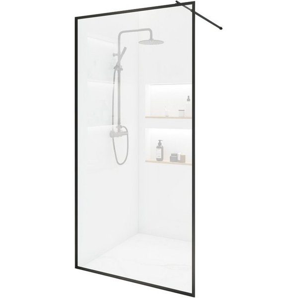 HOME DELUXE Duschwand Duschabtrennung BAKI Schwarzer Rahmen, Einscheibensicherheitsglas, 5 Bretter
