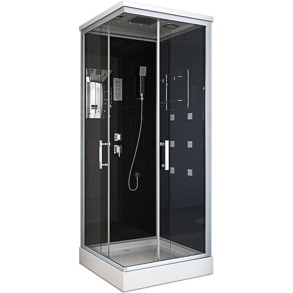 HOME DELUXE Eckdusche Duschkabine WAVE - S 90 x 80 cm, BxT: 90x80 cm, Regendusche, Duschtempel, Fertigdusche, Dusche Komplett