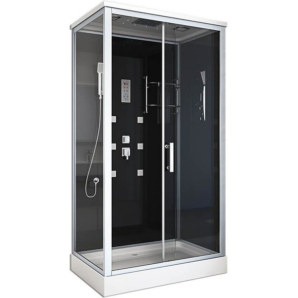 HOME DELUXE Eckdusche WAVE - XL 120 x 80 cm, BxT: 120x80 cm, inkl. LED Beleuchtung & Radio, Duschtempel, Fertigdusche