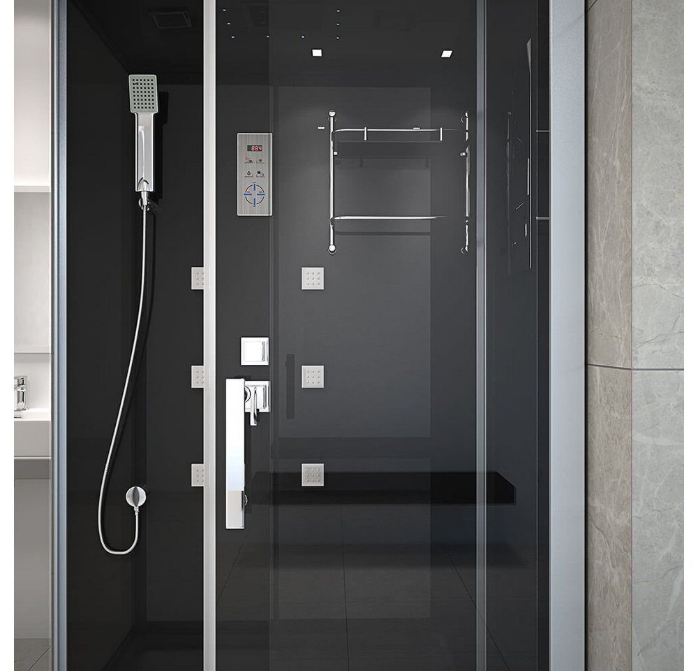 HOME DELUXE Eckdusche WAVE - XL 120 x 80 cm, BxT: 120x80 cm, inkl. LED Beleuchtung & Radio, Duschtempel, Fertigdusche – Bild 5 von 5