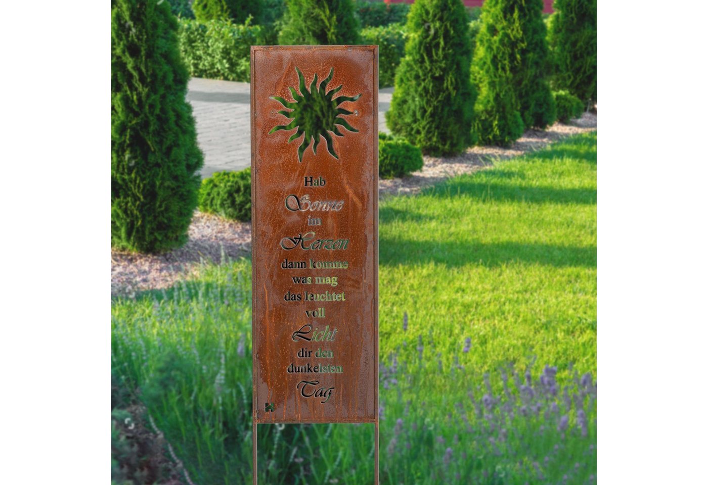 HOME DELUXE Gartenfigur ROST Gartenschild, Gartendeko Edelrost – mit Spruch für Garten, Outdoor-Dekoration – Bild 2 von 3