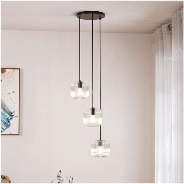 HOME DELUXE Hängeleuchte Leuchte aus Glas LILY, ohne Leuchtmittel, Drei Glasschirme, Deckenlampe, Deckenleuchte, 3-flammig