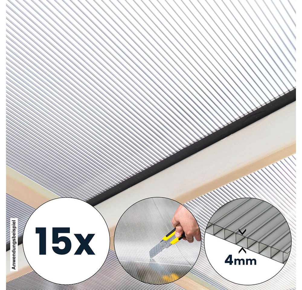 HOME DELUXE Hohlkammerplatte Polycarbonat Doppelstegplatten VARUS, (Geschützt - 15-teiliges Set), Strapazierfähiges Polykarbonat, Gesamtfläche: 10,25 m², 4 mm S – Bild 4 von 5