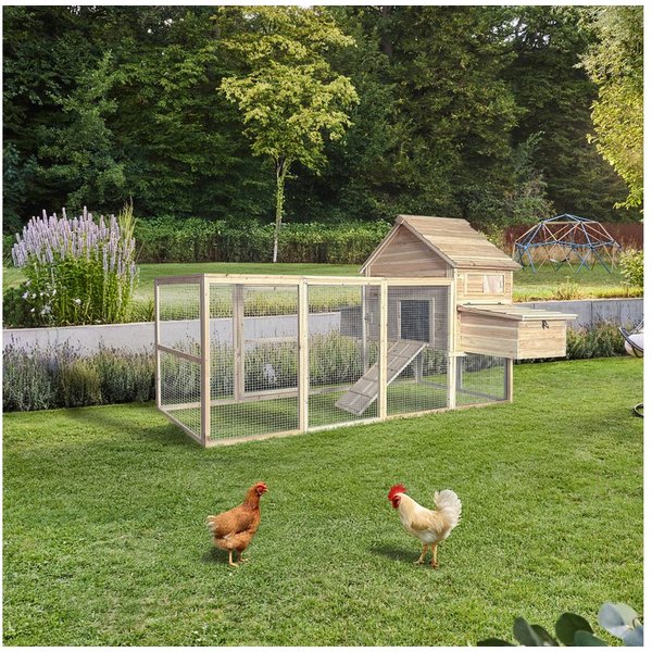 HOME DELUXE Hühnerstall TANO Hühnerhaus, Hühnergehege, Kleintierstall, Integrierter Auslauf, Herausziehbare Kotwanne, Nistkasten