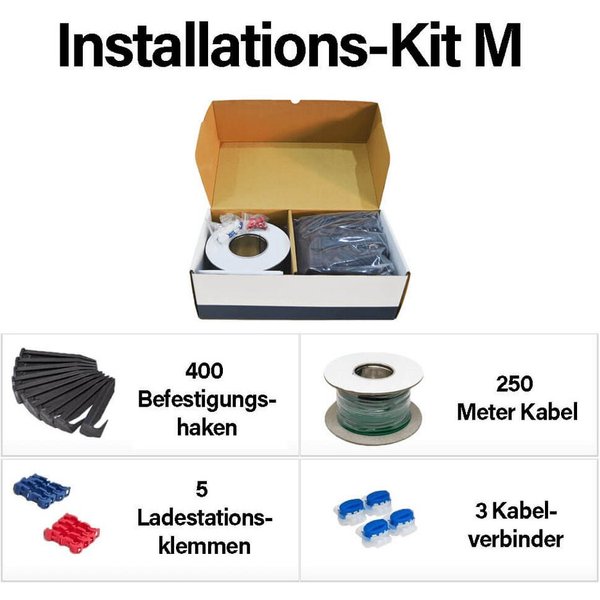 HOME DELUXE Installations-Kit Begrenzungskabel, inkl. Erdspieße, Kabelverbinder & Klemmen, Begrenzungskabel für Mähroboter